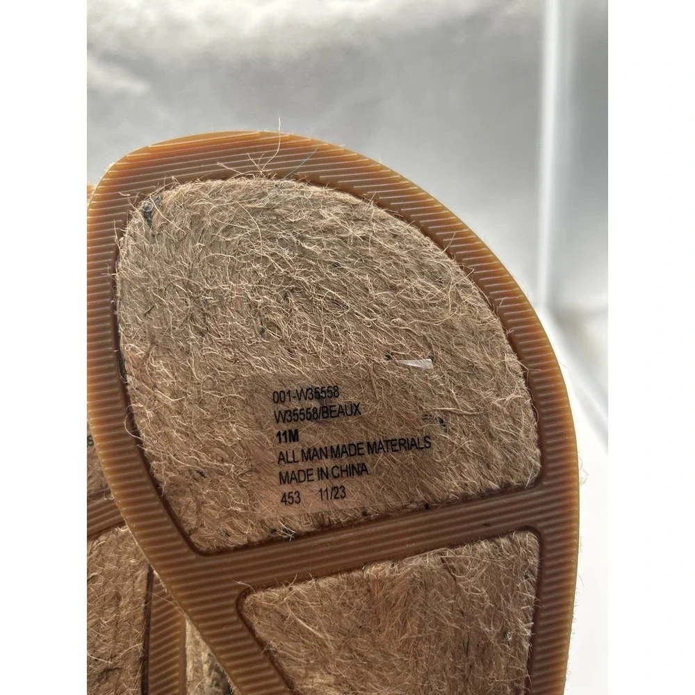 New White Mountain Beaux Perforated Thong Espadrille Wedge Sandals Black Size 11